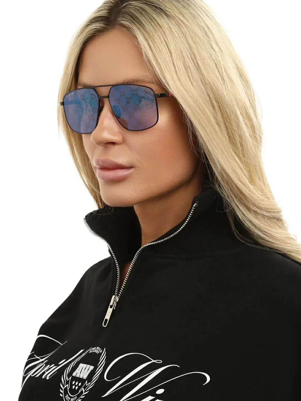 New Gucci GG1676S 005 Sunglasses Black Violet GG Monogram Mirror Authentic
